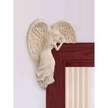 一对天使门框装饰，门框天使翅膀雕塑，天使角饰，天使门翼墙饰，3D天使雕像，天使墙雕，家居礼物，生日毕业家居装饰，圣诞装饰，房间装饰 - 彩色 - 查看 5
