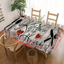 1 pièce Nappe de table de cuisine rectangulaire minimaliste | Imprimé avec un motif de couteau, fourchette et cuillère | Convient pour la décoration de scène, la protection de la table et la décoration de la pièce - Noir - Voir 13