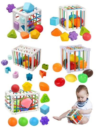 1 Pc Baby Stacking Toy, Color & Shape Learning, Hand Coordination Exercise, Grabbing Stimulation, Early Education Stacking Toy, Christmas & Halloween Gift, (Accessories Details, Textures & Colors Are Random)