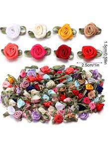 20/50/100 Stücke Mini handgemachte Rose Blume Satinband Rosetten Stoff Applikationen für Hochzeitsdekoration, Basteln, Nähzubehör