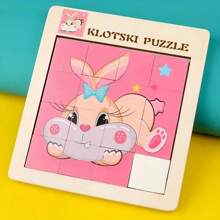 The Cartoon Animal Mobile Double-Sided Digital Huarong Dao Sliding Puzzle Toy 4x4 Cube Magic Cube Game Is For Family Play And Entertainment