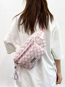 Bolso de pecho de cuadros - Bolso bandolera casual de unicolor para mujer, moda bolso de cintura diagonal de hombro