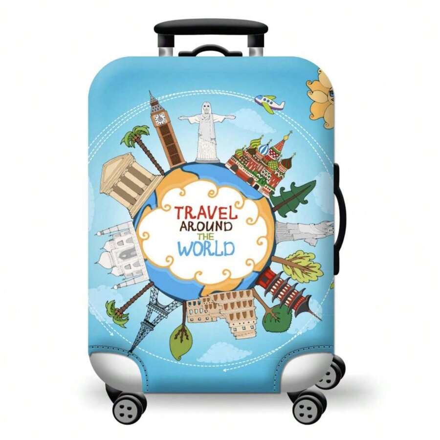 Individuell bedruckter, dickflüssiger elastischer Gepäcküberzug, Kofferüberzug, Reisetaschenüberzug, Reiseaccessoires, Urlaubsaccessoires, Schulanfang