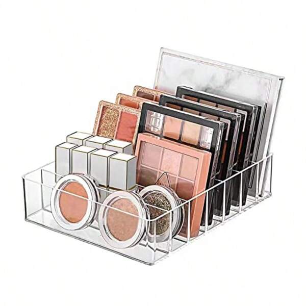 Makeup Organizer For Eyeshadow Palette And Lipstick Organizer 7 Section Divided Makeup Palette Organizer For Vanity Drawer Countertop Modern Cosmetics Storage 7.48 X 6.22 X 1.77