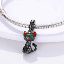 CYCUFF 1 Pc Silver Plated Fine Charm Black Cat Raccoon Butterfly Pendant For Original Bracelet Necklace DIY Jewelry Making Fit Women Birthday Gift