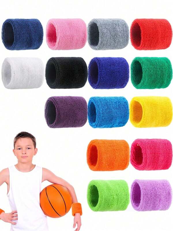 2 Pieces/Pair Kids Wristbands Bulk Sports Wrist Sweatband Colorful Arm Sweatbands For Child Summer Outdoor Activity Soccer Baseball Basketball Sports