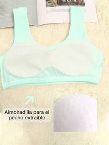 3Pzs Sujetador para Pubertad Seguridad de Algodón para Niñas con Almohadilla - Sujetador Cómodo, Elegante y de Alta Calidad para Niñas en Desarrollo de 8 a 14 Años - Albaricoque+Amarillo+Azul - Ver 10