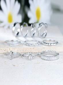 10 piezas Juego de anillos delicados y redondos de circonita cúbica, anillos cruzados, anillos con extremo abierto, anillos irregulares, obsequios de joyas preciosas para regalos cotidianos para mujeres