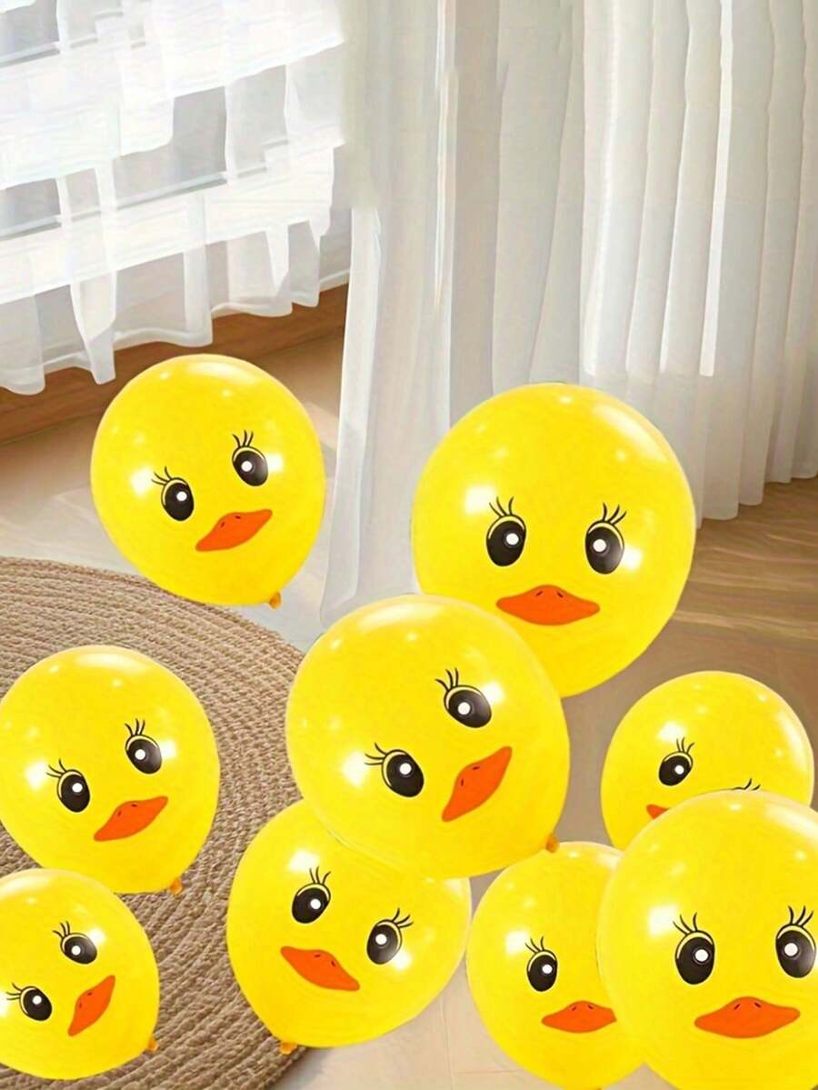 20个装生日派对场景装饰黄色小鸭乳胶气球 - 彩色 - 查看 1