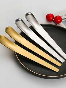 1pc/4pcs Personalized Stainless Steel Dessert Spoon, Cute Coffee Spoon, Long Handle Yogurt/Ice Cream Scoop, Gold/Silver Kitchen Utensils - Multicolor - View 4