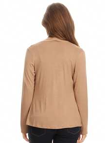 Casual Solid Long Sleeve Drape Open Front Cardigan Lightweight Layering Essential For Everyday Wear  Casual    Asymmetrical    Daily - 譚 - 查看 3