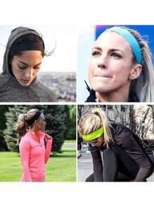 1pc/3pcs/6pcs/10pcs/20pcs [Random Color] Unisex Solid Color Elastic Sports Headband, Absorbent Fitness Yoga Running Hairband, Elegant & Versatile Hair Accessories, Men Vacation Accessories, Soccer Headband, Men Accessories