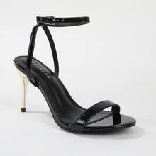 Berness Women's Katalia Black Patent Minimalist Stiletto Heels - Black - View 1