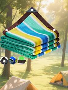 一片彩色条纹高密度透气遮阳网 - 多种尺寸、防紫外线、高密度、保护隐私、适合所有季节，适用于花园、游泳池、露营、野餐、车棚、庭院、车辆遮盖、露台遮蔽处、阳台和走廊凉亭。