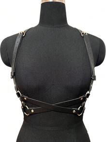 1pc Women's Fashionable Pu Leather Belt Gothic Style Suspenders For Festival Party Outfits Sexy Harness Halloween