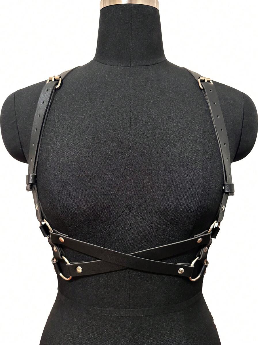 1pc Women's Fashionable Pu Leather Belt Gothic Style Suspenders For Festival Party Outfits Sexy Harness Halloween