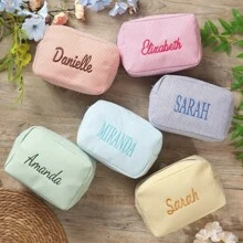 Personalized Makeup Bag With Name, Custom Makeup Bag Organizer, Monogram Make Up Bag, Bridesmaid Box, Cosmetic Care Package For Her Toiletry, Space-Saving,Letter,Striped Exquisite,Stylish,Tidy,Contracted,Casual,Girls Gift,Wedding Gifts,Bridal Gifts,Wedding,Wedding Items,Holiday Gift Ideal Gifts For Her Girlfriend,Family,Friends For Anniversaries,School Supplies,Back To School,School Gift,For Office,For School,For Classroom,For Teacher Gifts,For University,For Colleague,For Dorm Rooms,For Teacher,For Boys And Girls,For Teenagers,Junior High School Students,Middle School Students,High School Senior High School Students,College Students,University Students,Freshman,Sophomore,Underclassmen