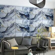 20-Pack Self-Adhesive Marble Wall Stickers - Bohemian Textured Vinyl Peel & Stick Tiles With 3 Marble Designs (Black/Golden, Grey/White, /Golden) For Bathroom, Kitchen, Living Room, Office Decor - High Quality & Easy To Clean, Bathroom Accessories - Multicolor - View 12