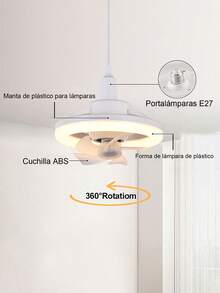 1 Piece E27 LED Ring Ceiling Fan, Ceiling Fan With Lights Remote Control, Three Light Colors, 3 Speeds, 50W, With Timer Function, For Kitchen/Bathroom/Bedroom - Multicolor - View 3