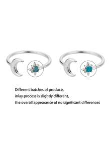 1pc Stylish Gold Plated Glow In The Dark Moon & Star Open Ring, Suitable For Women's Daily Wear, Jewelry Gift