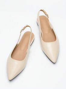 Wide Fit Women's French Back Open Pointed Toe Sandals, Versatile Elegant Flat Slip-On Outdoor Shoes, Spring/Autumn 2025 New Arrival