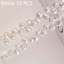 QYDCX Mărgele de sticlă cristalină 8x10mm 20/50 buc, mărgele de cristal fațetate pentru confecționarea bijuteriilor, mărgele de sticlă strălucitoare în formă de lacrimă pentru colier, brățară, cercei, artizanat DIY