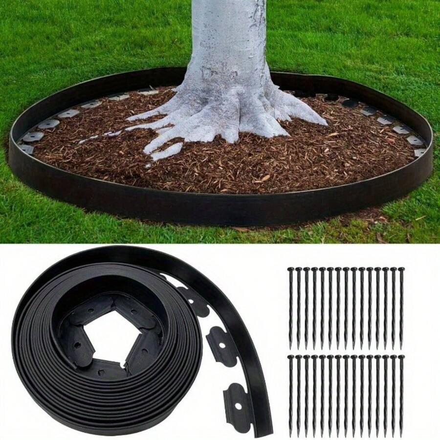 Easy Install No-Dig Landscape Edge Kit - 2in Landscape Edging Border 40 FT With 40 Spikes, Black No-Dig Garden Edging Lawn Border - Perfect Garden Decorations For Creating Clean Lines And Definite Borders For Your Landscaping, Yard, And Pathway - màu đen - Xem 1