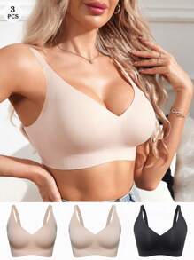 Set de 3 sujetadores de gel sin aros, suaves y cómodos para mujeres