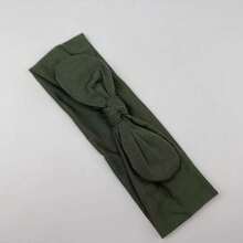 1 件宽女士兔耳头带，可爱甜美纯色女孩发带，弹性打结蝴蝶结装饰发饰头巾头带吸汗带 - 黑與白 - 查看 3