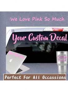 2pcs Pink Personalized Name Label Stickers, Custom Vinyl Stickers, Name Tag Stickers, Date Stickers, DIY Gifts, Hand-Made, Handwritten, Wedding Stickers, Gift Stickers For Glass, Cups, Bottles, Balloons And More, Calligraphy Stickers, Glass Names, Gift Box Decorations, Custom Text Glitter Name & Word Stickers