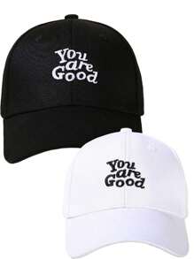 Gorra de béisbol negra y blanca de uso diario bordada con "Eres bueno"