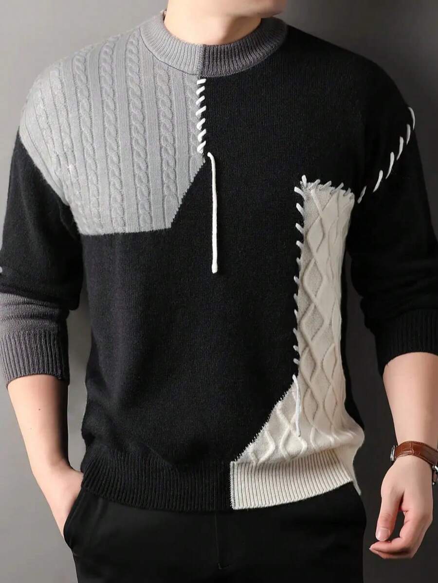 Men Knit Tops - Grey - View 1