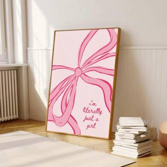 1pc Unframed I'm Literally Just A Girl Quote Wall Art Poster Canvas Print Pink Bow Preppy Art Girly Coquette Room Aesthetic Decor Painting For Apartment,Living Room,Bedroom,Dorm,Modern Home Decoration
