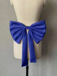 1 件缎带蝴蝶结，配短飘带后背装饰，纯色涤纶腰饰配件