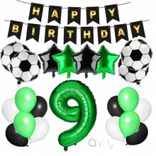 23/24 Stücke, 32 Zoll grüne Zahlen Fußball Geburtstags Party Dekorationen inklusive Zahlen 7, 8, 9, 10, 11, 12 und Pentagramm & Fußball Ballon Set, Sport Themen Party Dekoration, Geburtstags Dekoration, Feier Dekoration, geeignet für Fotoshootings, Atmosphäre Hintergrund Aufbau, Party Zubehör