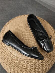 MonaNise 女士卡其色舒适黑白方头扣红色平底薄荷绿休闲户外夏季旅行粉色栗色派对高端休闲办公室黑色平底鞋,百搭 - 黑色 - 查看 4