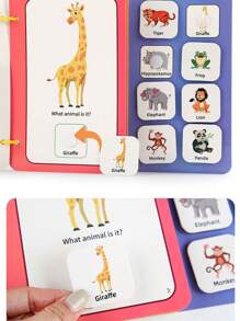 1 pieza Libro didáctico y cognitivo sin ruido para niños pequeños con pegatinas, libro de actividades Montessori, juguete educativo hecho a mano para preescolar, libro de juguete para aprender el alfabeto y reconocer animales