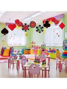 16pcs Multi-Functional Casino/Party Hollow Las Vegas Casino Poker Theme Party Decorations With Adhesive For Pinboard, 5.9 X 5.9 Inch