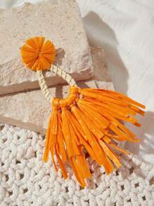 Aretes con borlas de estilo bohemio, accesorio para sesión de fotos en la playa, aretes de la serie forestal hechos a mano, joyas de alta gama para viaje a la playa