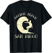 Pacific Beach San Diego Epic Wave T-Shirt Gift For Dad Gift For Grandpa Gift For Artists - Black - View 1