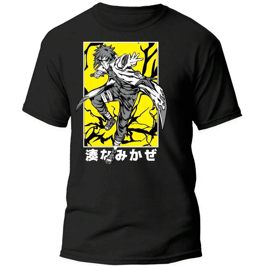 Playera Chakra y Destino - Estilo Anime; "El Regreso del Relámpago Amarillo" - Negro - Ver 1