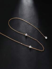 1 件优雅时尚玻璃水钻装饰露背项链，适合女性、特殊场合、节日、派对、日常穿着 - 金色 - 查看 4