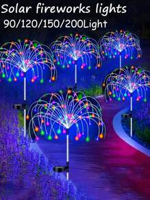 1PC Solar Powered Fireworks Lights, 8 Adjustable Lighting Modes,LED Fireworks Solar Outdoor Lawn Light Daily Waterproof And Energy-Saving, Suitable For Courtyard, Camping, Park, Festival And Party Decoration (90 Lights / 120 Lights / 200 Lights)
