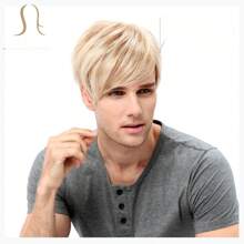 Parrucca corta stile dorato per uomo: parrucca sintetica dall'aspetto realistico e accattivante