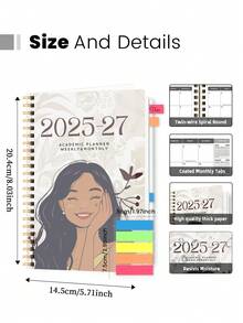 1 cuốn sổ kế hoạch hàng tuần/hàng tháng năm học 2026-2027, tháng 1 năm 2026 - tháng 12 năm 2027, kích thước 5.7" x 8", khổ A5, sổ kế hoạch hàng tháng có chức năng ghi chú, bìa chống thấm nước, nhật ký cá nhân, đồ dùng văn phòng và học tập. - Chữ ký nhiều màu + năm màu - Xem 7