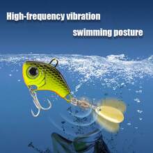远投振动无唇摇摆饵，带旋转闪光，小型旋转尾鱼振动饵摇摆饵，适用于近海轻型渔具钓鱼 - 彩色 - 查看 3