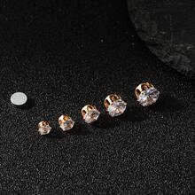 10/18pcs Shiny Magnetic Earrings, Stainless Steel & Cubic Zirconia Decorated Non-Pierced Jewelry, Unisex Magnetic Earrings - Bạc - Xem 11