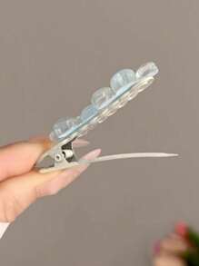 4pcs Romantic Sweet Pink/Blue Sakura Hair Clips, Cute Side Bangs Clips For Women, Y2K Fairy Decorative Hair Accessories, Ins Style, Hair Clip Card Paper Not Included, Suitable For Daily Use, Valentine's Day Gift Back To School