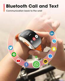 W&O Crisp HD (320x385) Sport Smartwatch With Vibrant Fruit Accents, Built-In BT Calling, Heart Rate Tracking, Cord-Free Charging, 100+ Multi -Sport Mode,Information Reminder,SMS Reminder,Android/IOS Compatible, Premium Zinc Alloy & IML Build, Interchangeable Band,Ideal For Women In Skirts,Compatible With Iphone.Holiday Gifts, Birthday Gifts - 黑色 - 查看 7
