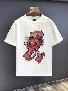 Edgy Red Skull Graphic Summer Clothes 100% Cotton 220g Heavyweight For Bold Look